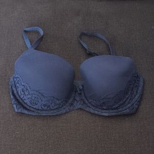 Victoria's Secret Body By Victoria Lined Demi Bra 32DDD Navy With Lace NWOT